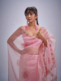 Baby Pink Organza Saree Stone Work