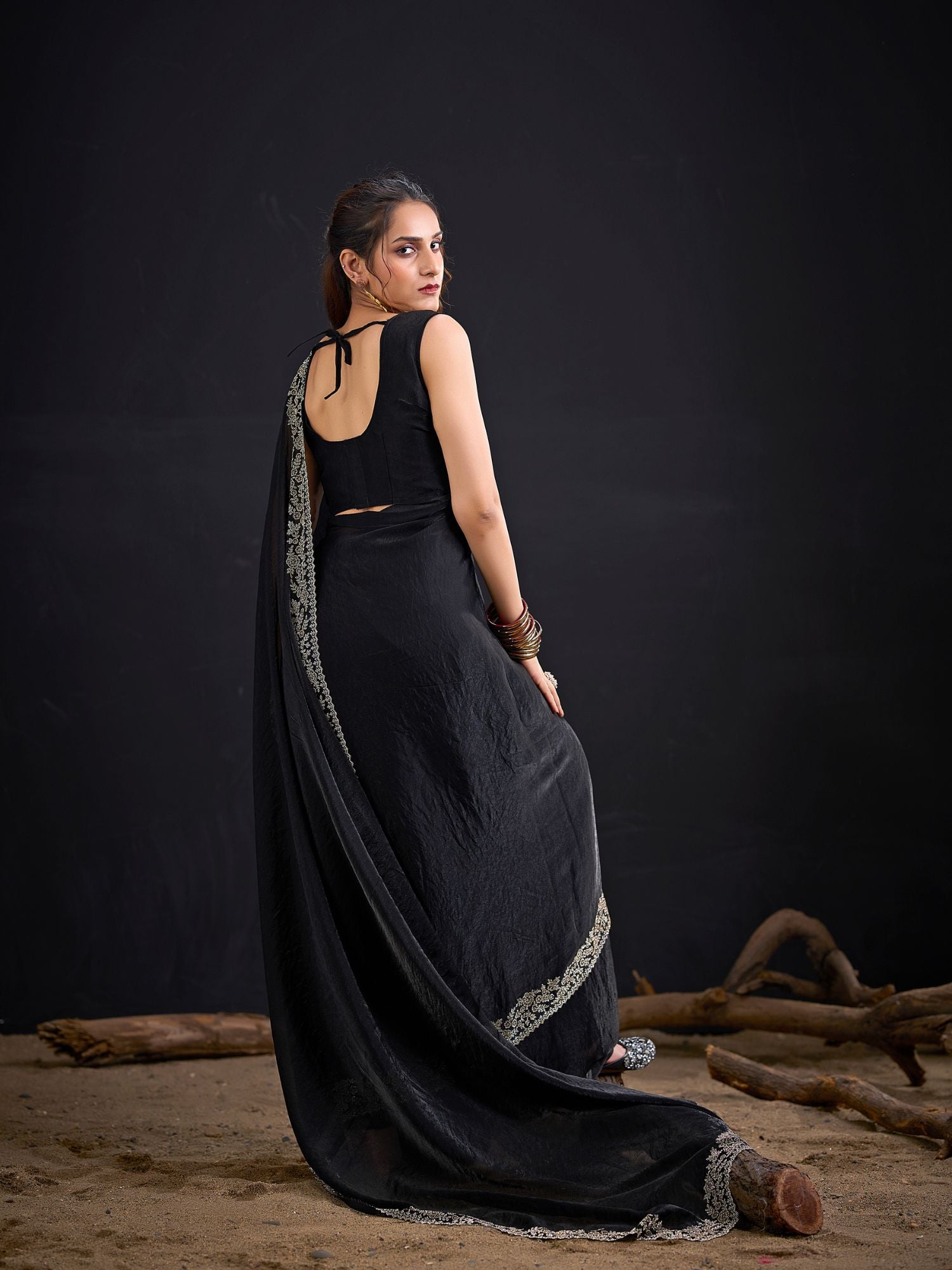 Black Party Wear Art Silk Saree
