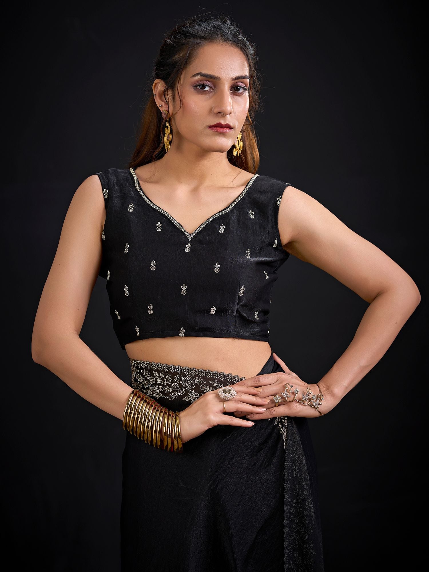 Black Party Wear Art Silk Saree