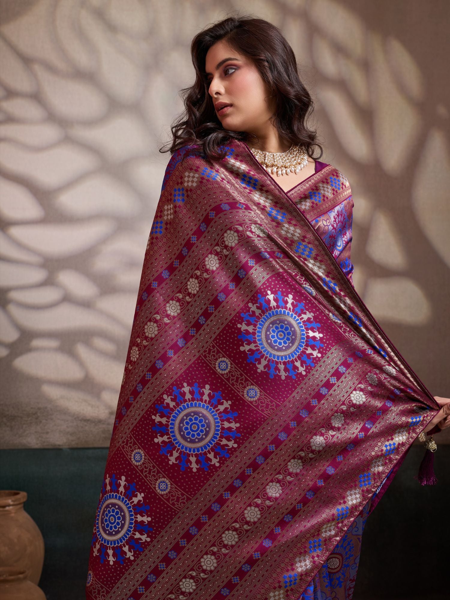 Blue Zari Meenakari Woven Art Silk Saree