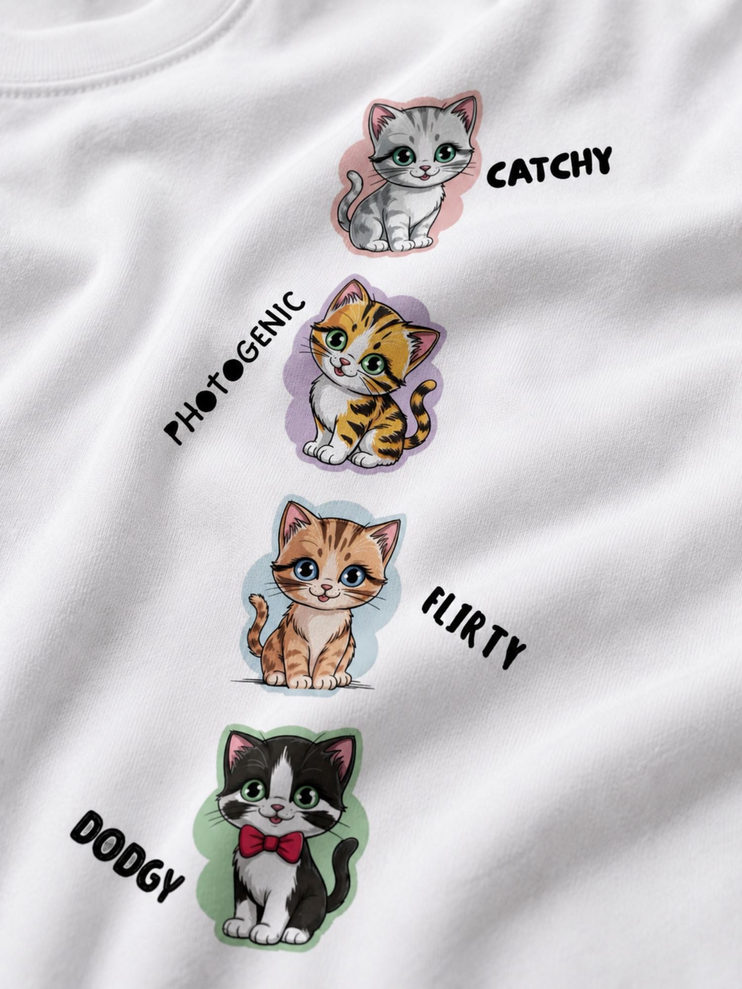 Cute Kitten Printed Oversized T-Shirt