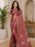 Dusty Pink Organza Saree with Sequin Embroidery