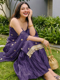 Festive Purple Embroidered Sharara Set with Dupatta