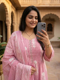 Pink Floral Printed Salwar Kameez With Dupatta