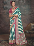 Green Art Silk Striped Saree