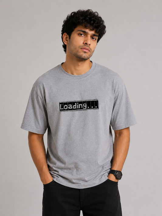 Men's Grey Sarcasm Loading Graphic Printed T-Shirt