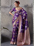 Purple Silk Woven Banarasi Saree
