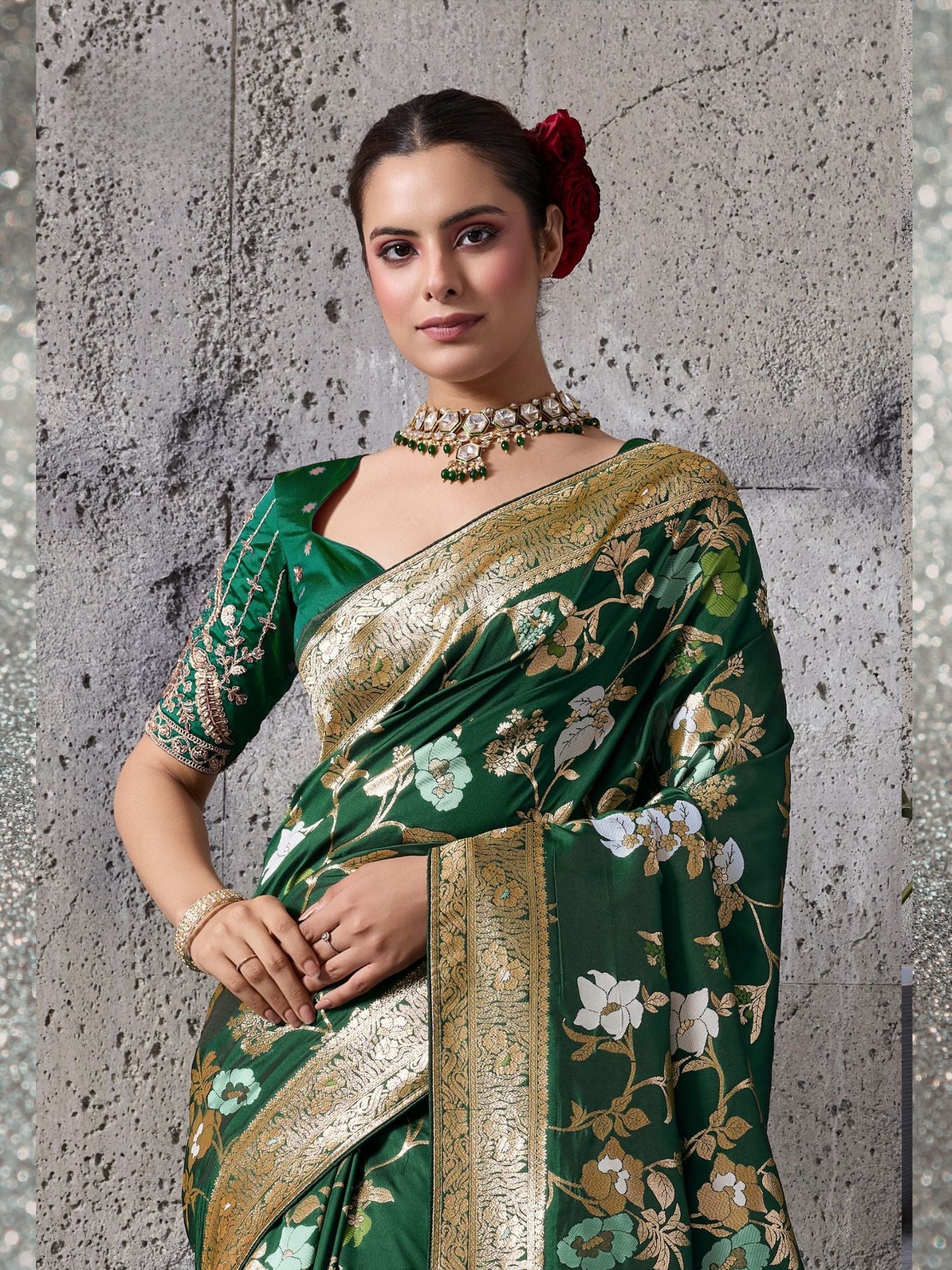 Green Silk Woven Banarasi Saree