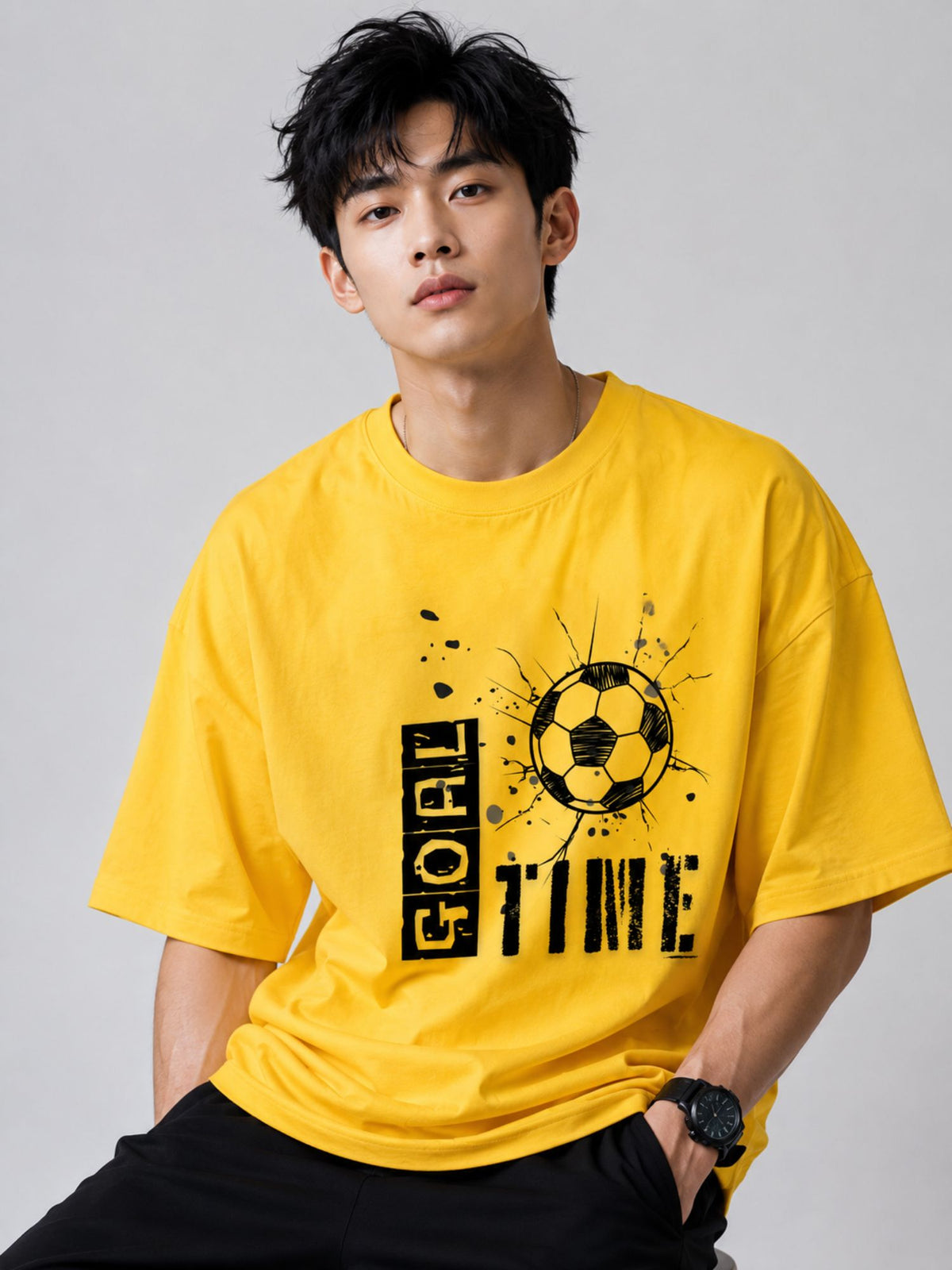 Men's Soccer Graphic Oversized T-Shirt