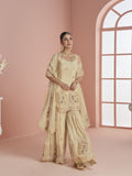 Beige Art Silk Zari Gota Sharara Suit