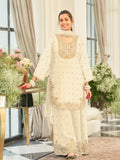 Off White Embroidered Palazzo Suit Set in Chinon