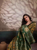 Mustard & Green Zari Meenakari Woven Saree