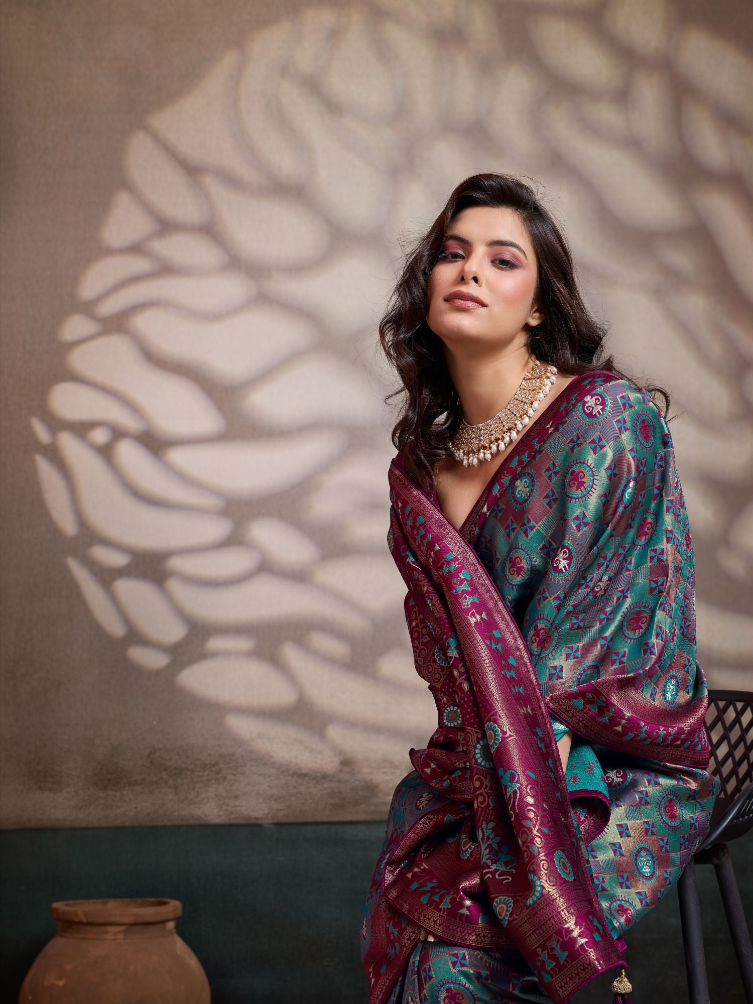 Sea Green Zari Meenakari Art Silk Saree