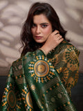 Mustard & Green Zari Meenakari Woven Saree