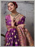 Purple Woven Satin Silk Saree