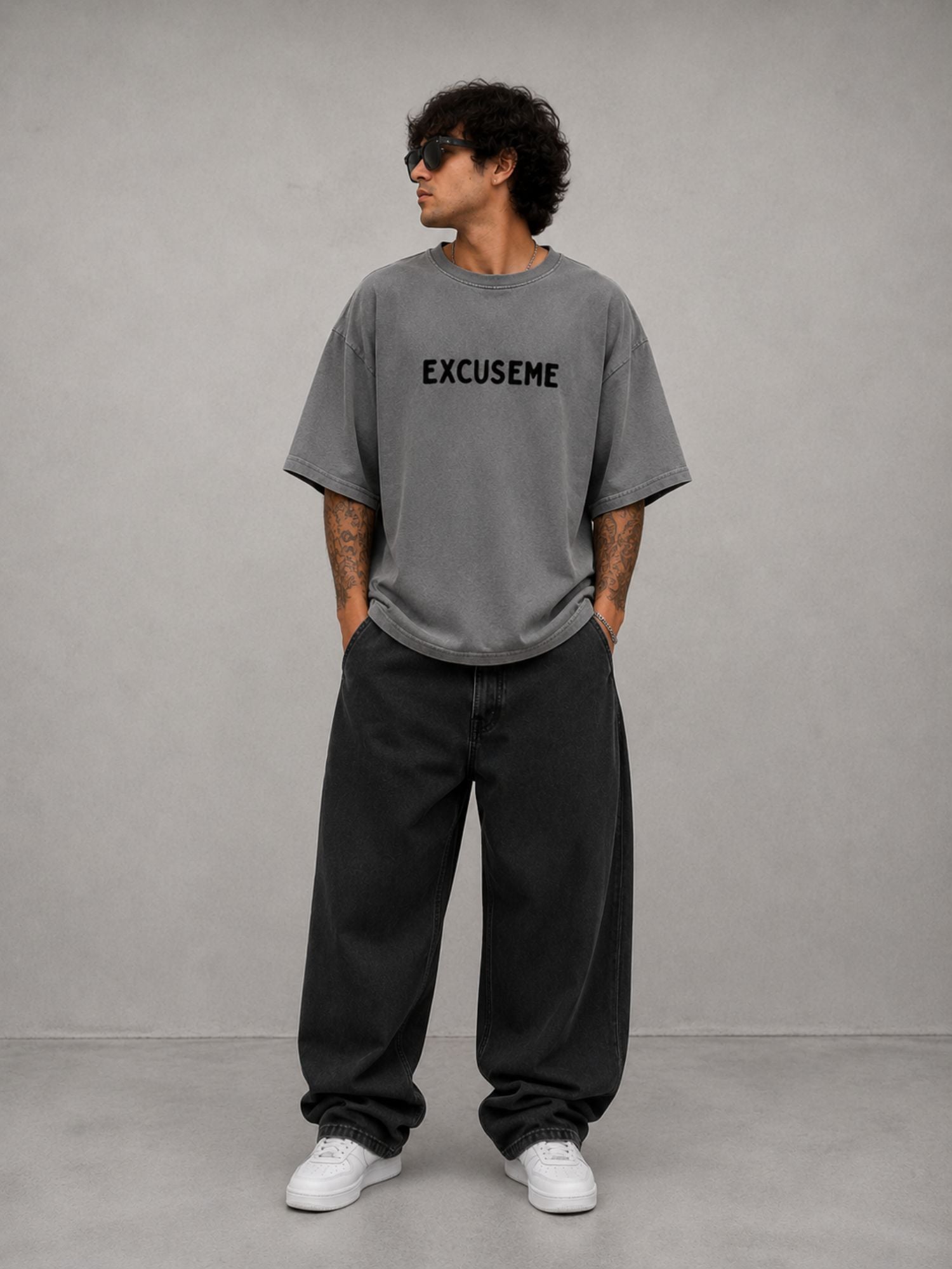 Oversized Grey Graphic Streetwear Cotton T-Shirt
