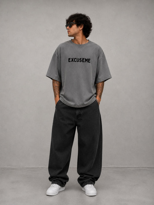 Oversized Grey Graphic Streetwear Cotton T-Shirt