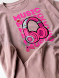 Women’s Oversized Music Graphic Peach Cotton T-Shirt
