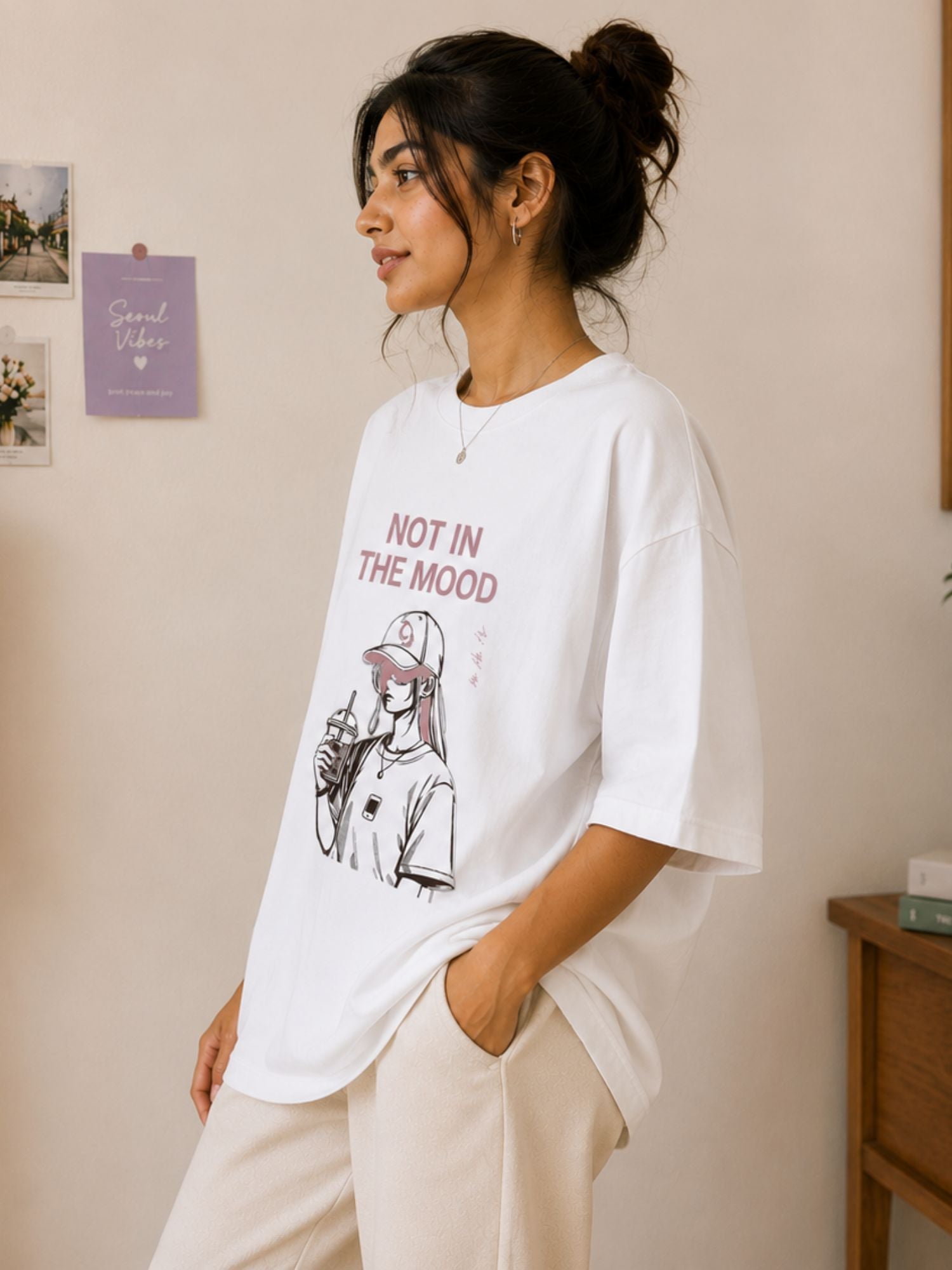 Not In The Mood Oversized Graphic T-Shirt for Women