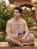 Men’s Beige Graphic Printed Oversized T-Shirt