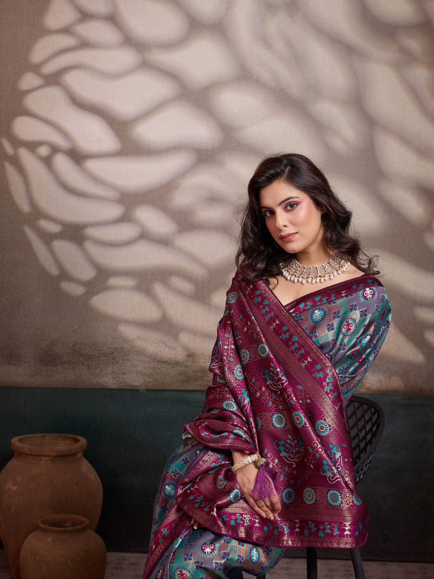 Sea Green Zari Meenakari Art Silk Saree