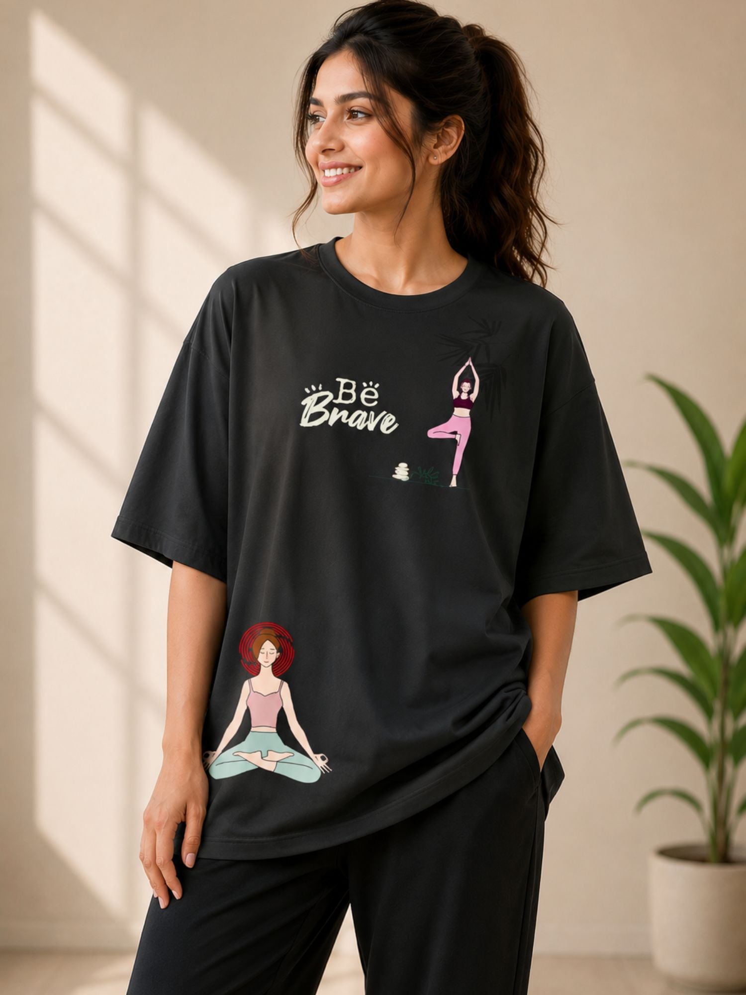 Women's Yoga Graphic Oversized T-Shirt